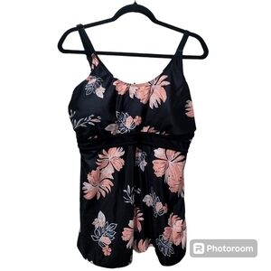 XL Floral Swimsuit Top with Padding Adjustable Straps